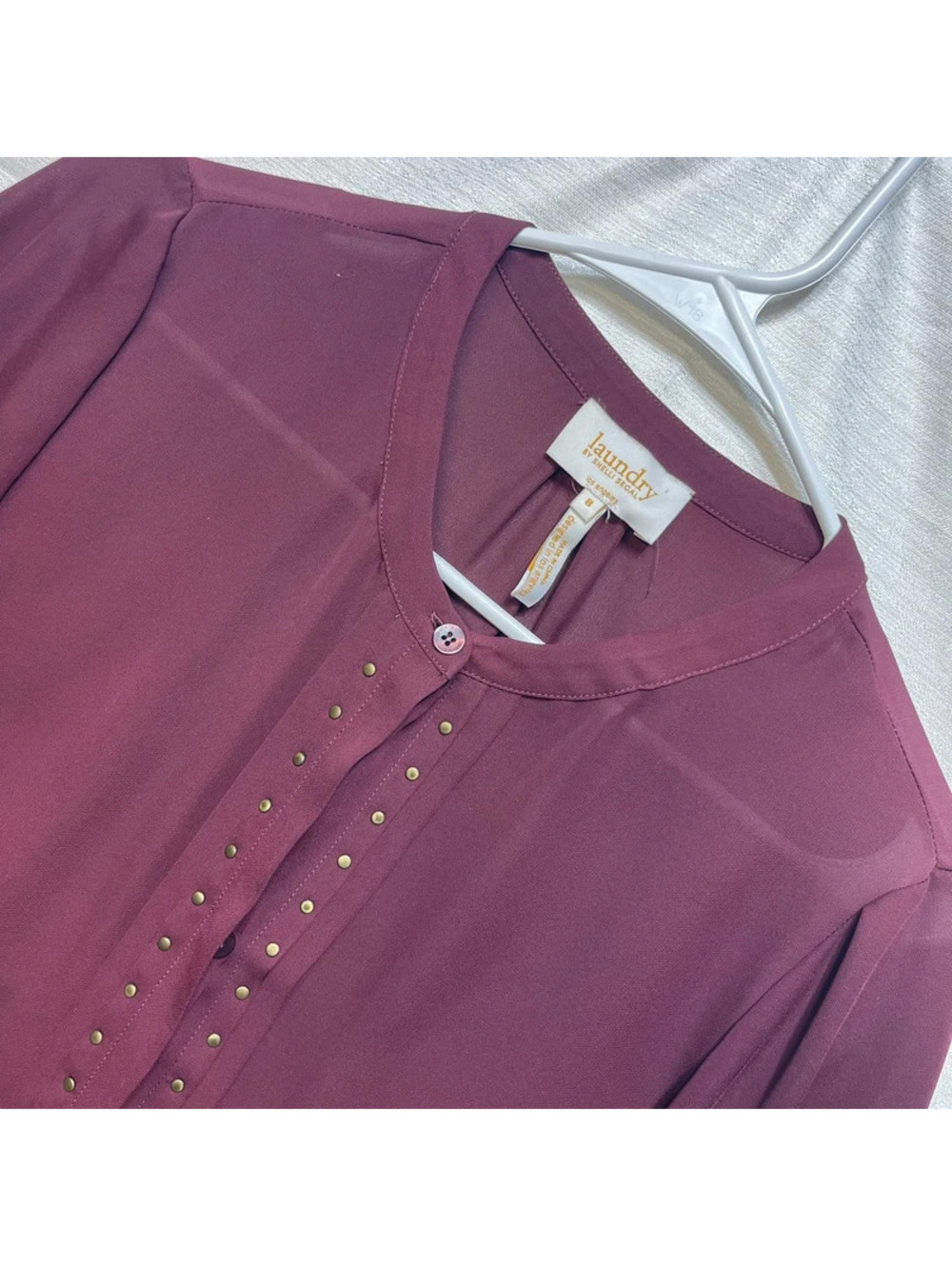 Laundry by Shelli Segal Women's Burgundy Long Sleeve Blouse Size 8